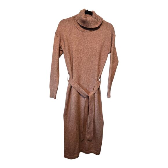 Rachel Zoe Knit Sweater Dress Women's XS Turtleneck Neck Belt Preppy Minimalist - Picture 1 of 15